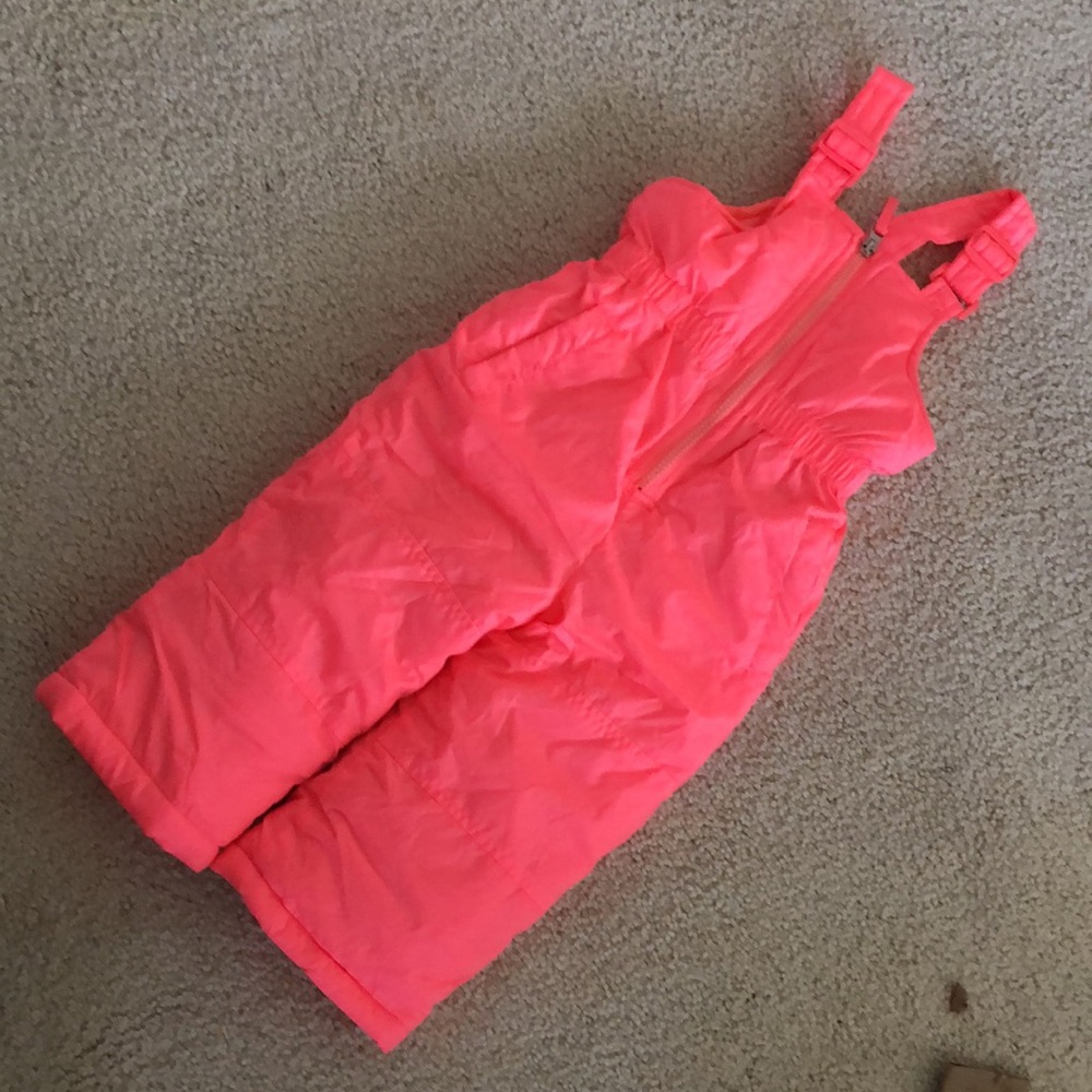 Neon Orange Pink Platinum Ski Snow Overalls Toddler Bibs